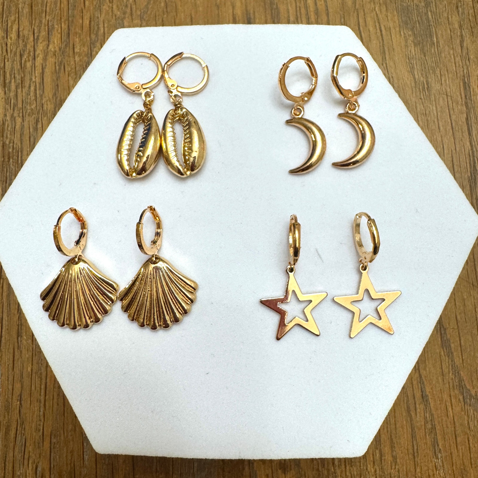 4 Sets Sea Shell Moon Star Earrings - Clearance No Offer